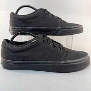 Vans U 106 Vulcanized Mens 10 Skate Shoes Triple Black Lace Up Low Sneakers